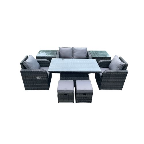 Salon De Jardin En Rotin Avec Table Chaises Inclinable Canapé