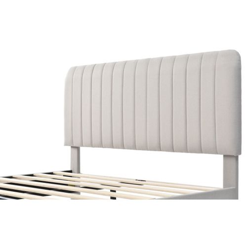 Lit Rembourré Fonctionnel Hydraulique,140 X 190,gris