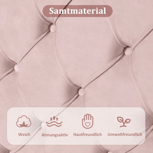 Lit Rembourré 140x200 Cm Avec Sommier à Lattes Et Tête De Lit, Rose