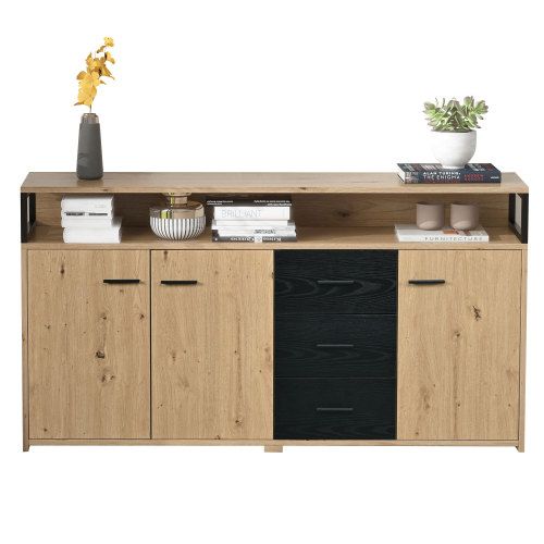 Buffet Industriel Avec Trois Portes Et Trois Tiroirs 150x35x75.9 Cm