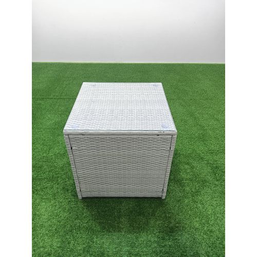 Meubles D'extérieur En Rotin Avec Fauteuil Table Basse Carrée 2 Tables D'appoint Gris Clair Mixte