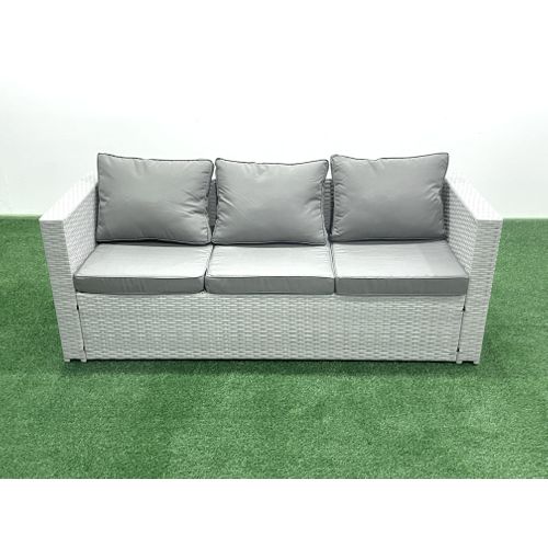 Ensemble De Meubles De Jardin En Rotin 13 Places Avec Canapé 4 Tabourets Gris Clair Mixte