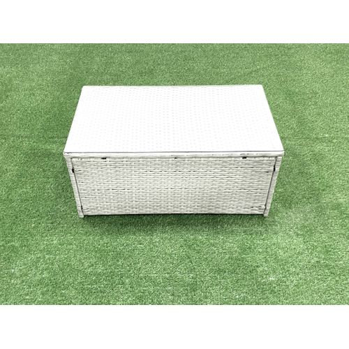 Salon De Jardin En Rotin Avec 2 Fauteuil Table Basse Oblongue Table D'appoint Gris Clair Mixte