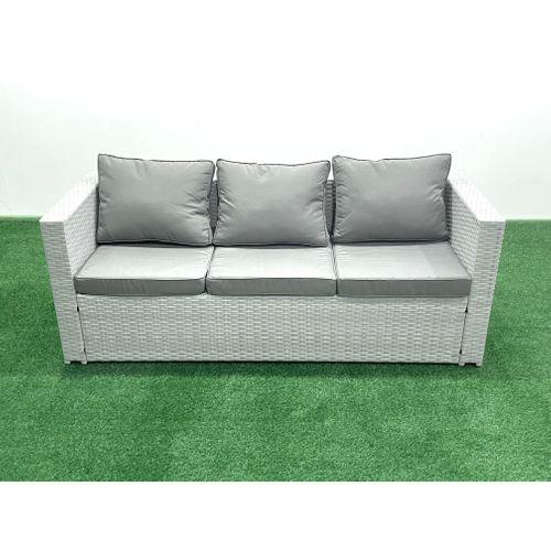 8 Pièces Salon De Jardin Canapé De Jardin Avec Fauteuil Table Basse 4 Tabourets Gris Clair Mixte