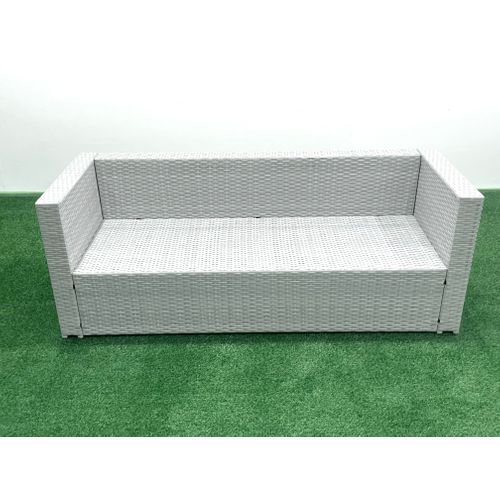 Meubles D'extérieur En Rotin Avec Table Basse Oblongue Fauteuil 2 Tables D'appoint Gris Clair Mixte