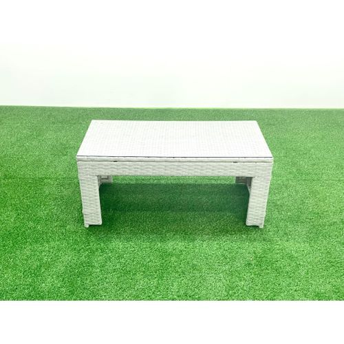 Meubles D'extérieur En Rotin Avec Table Basse Oblongue Fauteuil 2 Grand Tabourets Gris Clair Mixte