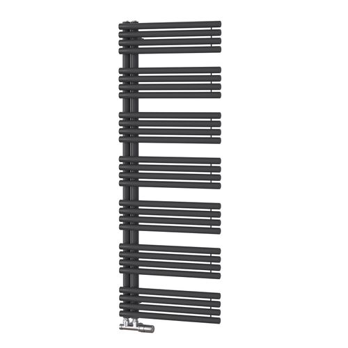 Sèche-serviettes à Eau Chaude 1660x600 Mm, 1075w, Tubes Ronds, Porte-serviettes Mural, Anthracite