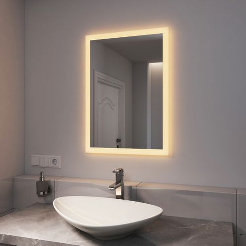 Miroir Lumineux Salle De Bain 50x70cm Lumière Chaude Mural