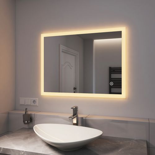 Miroir Lumineux Salle De Bain 60x80cm Anti-buée Tactile 3 Couleurs De Lumière