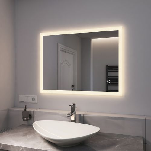 Miroir Lumineux Salle De Bain 60x80cm Anti-buée Tactile 3 Couleurs De Lumière