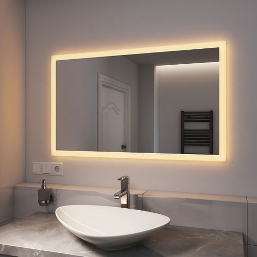 Miroir Lumineux Salle De Bain 60x100cm Anti-buée Double Éclairage Froide Chaude Bouton
