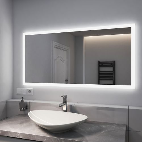 Miroir Lumineux Salle De Bain 60x120cm Anti-buée Double Éclairage Froide Chaude Bouton