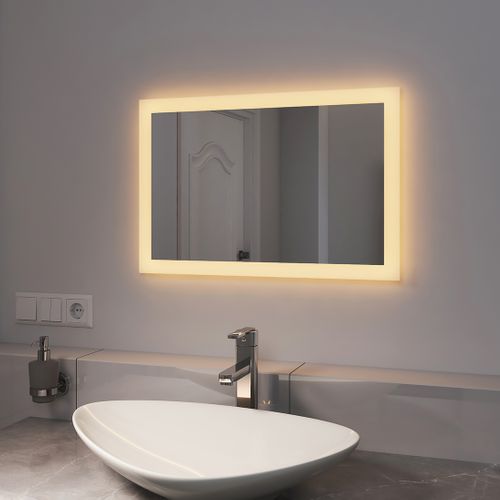 Miroir Lumineux Salle De Bain 40x60cm Lumière Chaude Mural