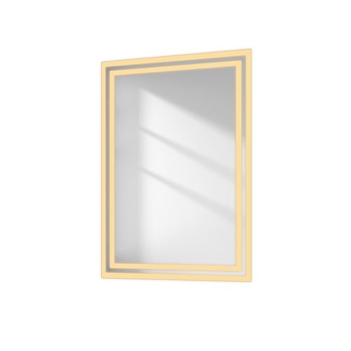Miroir Pour Salle De Bain 50x70cm Lumière Chaude Mural Carré