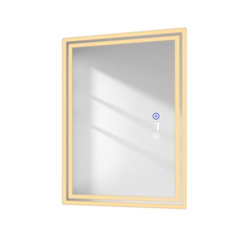 Miroir Pour Salle De Bain 60x80cm Anti-buée Tactile 3 Couleurs De Lumière Capteur De Corps Humain