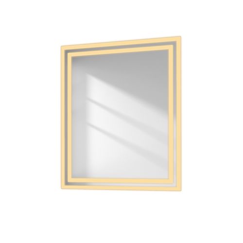 Miroir Pour Salle De Bain 50x60cm Anti-buée Double Éclairage Froide Chaude Bouton