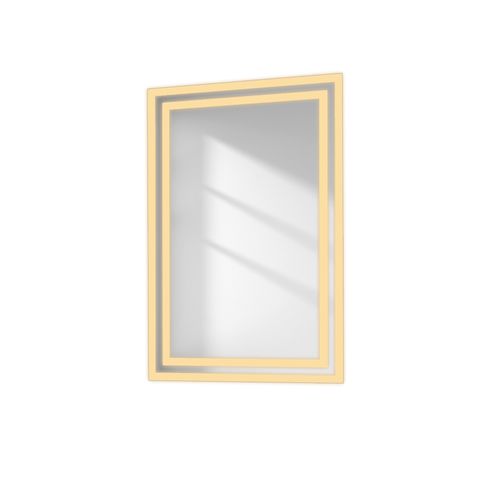 Miroir Pour Salle De Bain 40x60cm Anti-buée Double Éclairage Froide Chaude Bouton