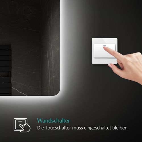 Miroir LED Salle De Bain 50x70cm Lumière Blanche Froide Vertical Et Horizontal