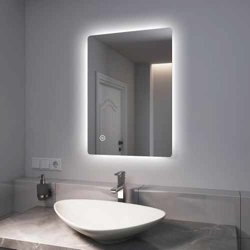 Miroir LED Salle De Bain 50x70cm Anti-buée Interrupteur Tactile Lumière Blanche Froide