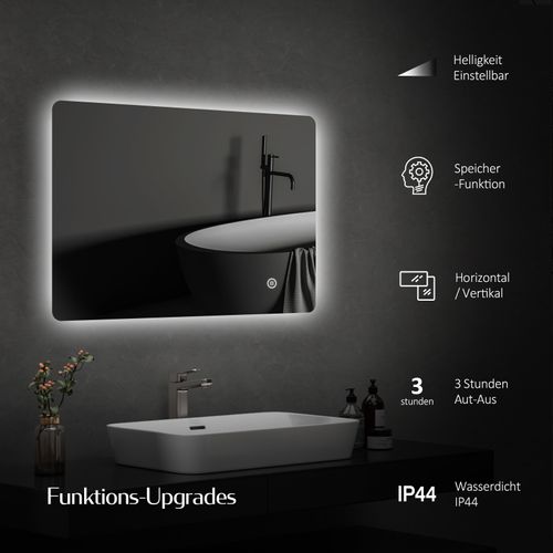 Miroir LED Salle De Bain 50x70cm Anti-buée Interrupteur Tactile Lumière Blanche Froide