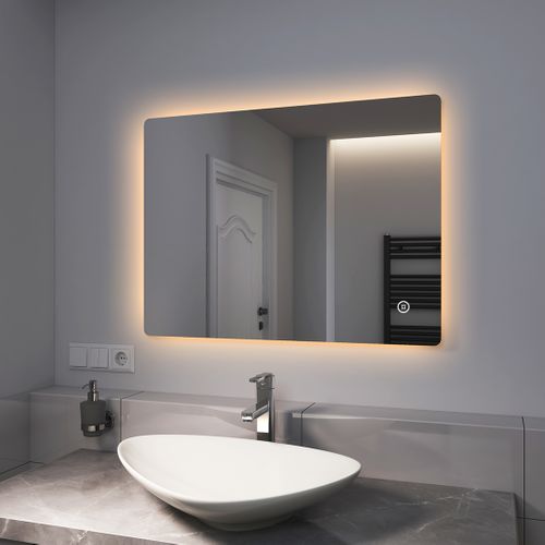 Miroir LED Salle De Bain 60x80cm Interrupteur Tactile 3 Couleurs De Lumière