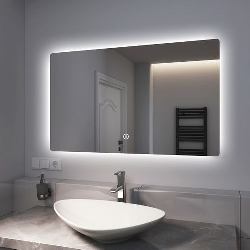 Miroir LED Salle De Bain 60x100cm Interrupteur Tactile 3 Couleurs De Lumière