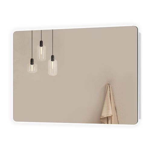 Miroir LED Salle De Bain 40x60cm Anti-buée Double Éclairage Froide Chaude Bouton