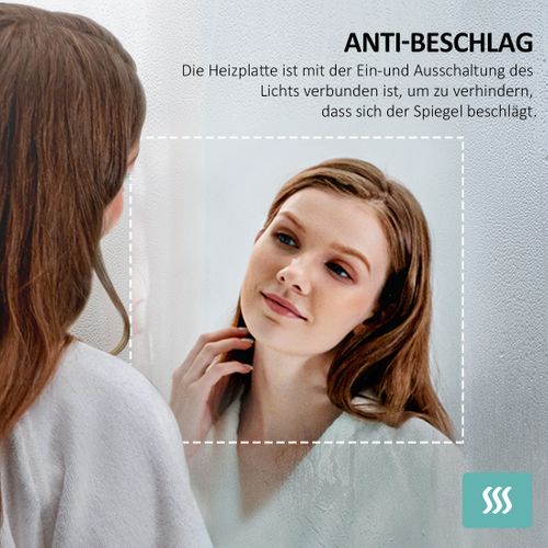 Miroir De Salle De Bain 60x80cm Anti-buée Bluetooth Loupe X3 Tactile Dimmable Lumière