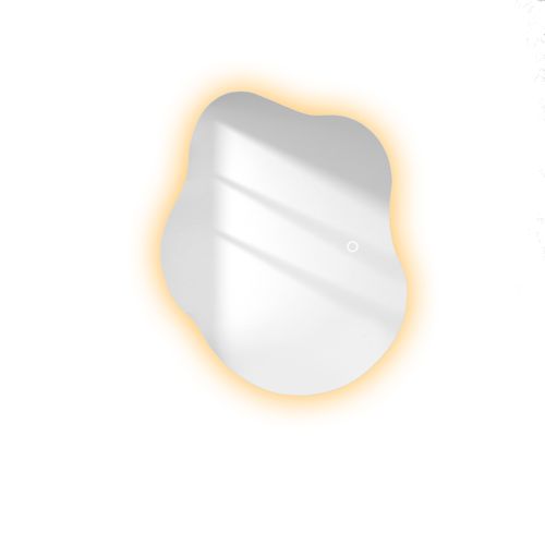 Miroir LED Salle De Bain Sans Cadre 50x45cm Tactile Anti Buée Design 3 Couleurs Forme Artistique