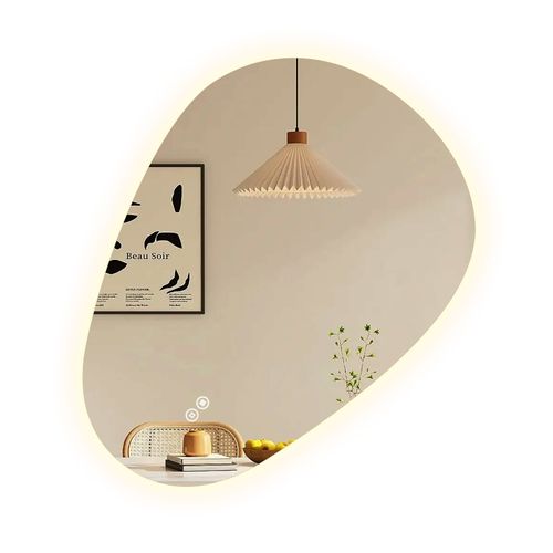 Miroir Salle De Bain LED 60x45cm Forme Goutte Anti Buée Tactile 3 Couleurs