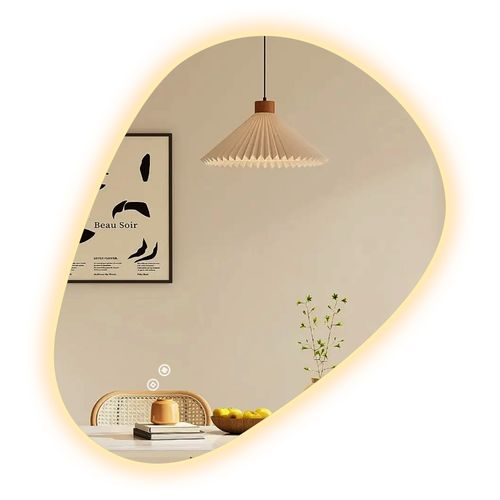 Miroir Salle De Bain LED 80x60cm Forme Goutte Anti Buée Tactile 3 Couleurs