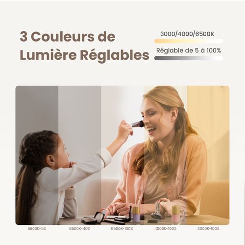 Miroir Salle De Bain LED 75x55cm Forme Goutte Anti Buée Tactile Lumière Réglable 3 Couleurs