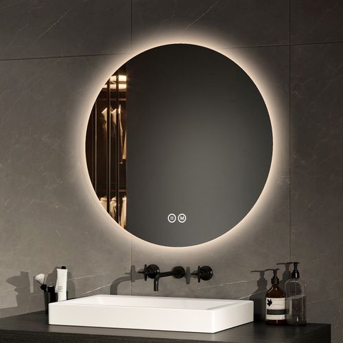 Miroir Lumineux Salle De Bain Rond 60cm Tactile Lumière Réglable 3 Couleurs