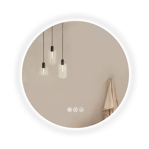 Miroir Lumineux Salle De Bain Rond 60cm Tactile Lumière Réglable 3 Couleurs