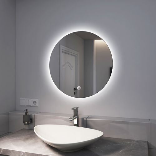 Miroir Lumineux Salle De Bain Rond 60cm Lumière Blanche Froide Tactile