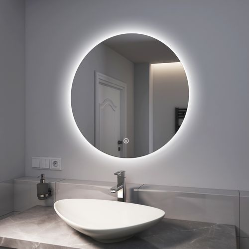 Miroir Lumineux Salle De Bain Rond 70cm Lumière Blanche Froide Tactile