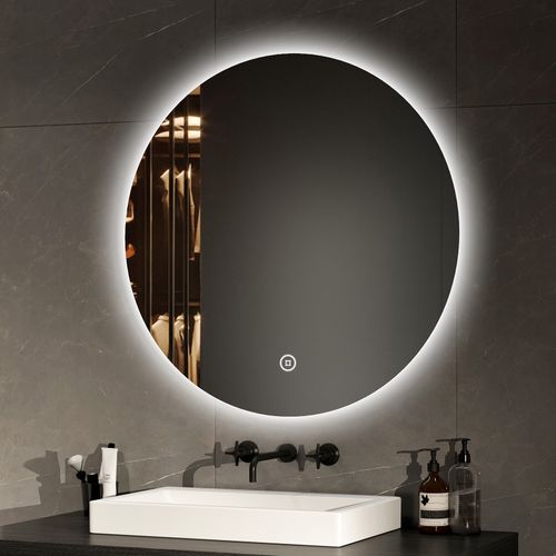 Miroir Lumineux Salle De Bain Rond 70cm Lumière Blanche Froide Tactile