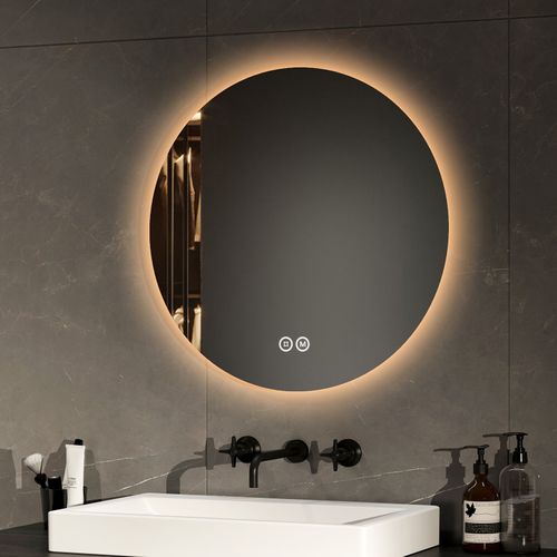 Miroir Lumineux Salle De Bain Rond 50cm Tactile Lumière Réglable 3 Couleurs