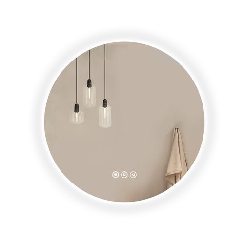 Miroir Lumineux Salle De Bain Rond 50cm Anti Buée Tactile Lumière Réglable 3 Couleurs