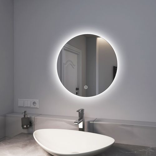 Miroir Lumineux Salle De Bain Rond 50cm Lumière Blanche Froide Tactile