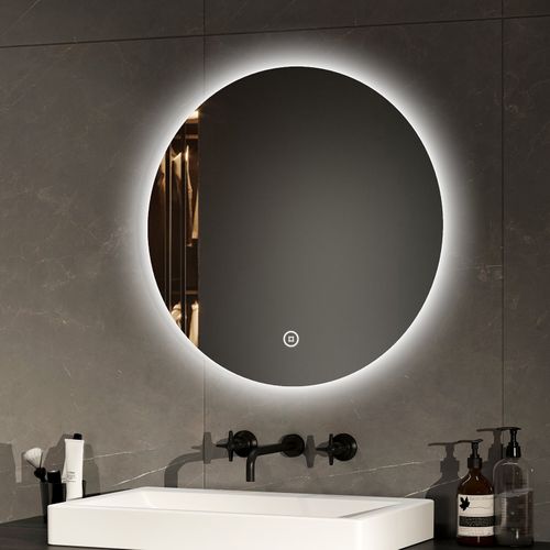 Miroir Lumineux Salle De Bain Rond 50cm Lumière Blanche Froide Tactile