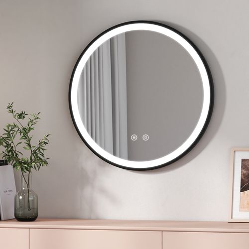 Miroir Pour Salle De Bain LED Rond 70cm Anti-buée Lumière Froide Sangle Réglable