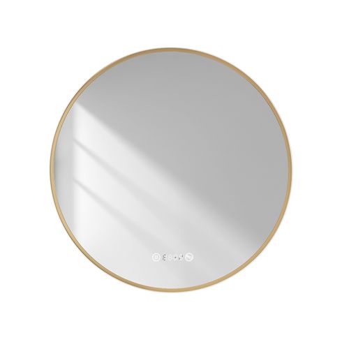 Miroir LED Lumineux Salle De Bain Rond 70cm Anti Buée Horloge Température Neutre Noir