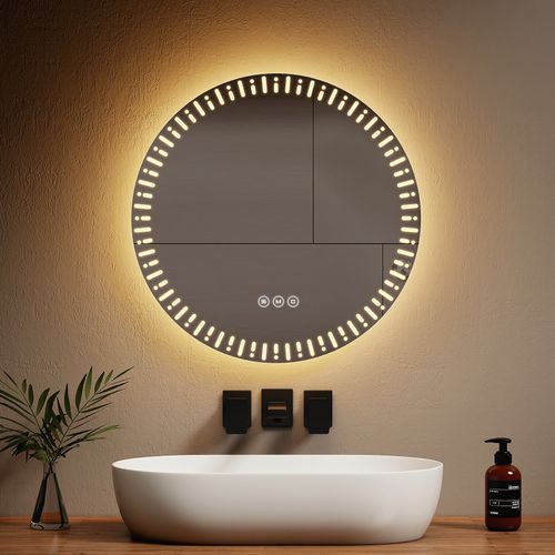 Miroir LED Salle De Bain 60 Cm Anti-buée Tactile 3 Couleurs De Lumière Réglables