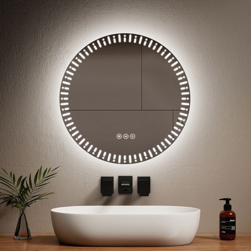 Miroir LED Salle De Bain 60 Cm Anti-buée Tactile 3 Couleurs De Lumière Réglables