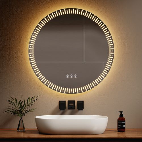 Miroir LED Salle De Bain 80 Cm Anti-buée Tactile 3 Couleurs De Lumière Réglables