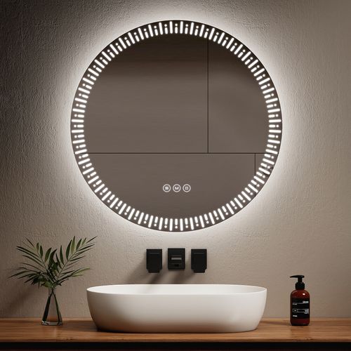 Miroir LED Salle De Bain 80 Cm Anti-buée Tactile 3 Couleurs De Lumière Réglables
