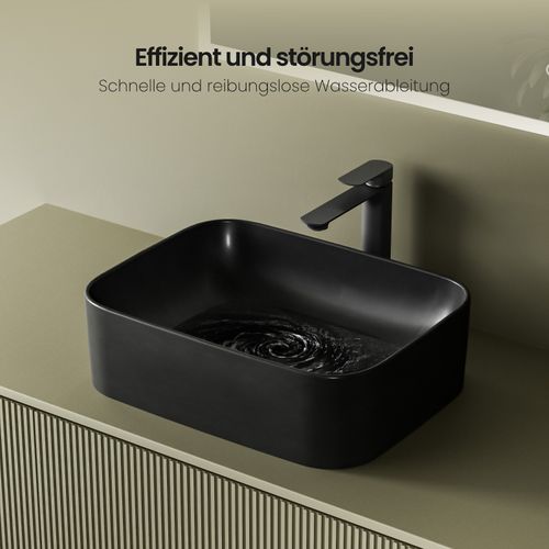 Vasque à Poser Rectangulaire 61x38x15 Cm Céramique Gris Foncé Mat Avec Trou Robinet