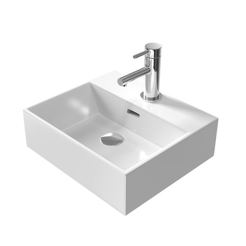 Vasque à Poser Rectangulaire 41,5x36x13 Cm Céramique Blanc Brillant Avec Trou Robinet