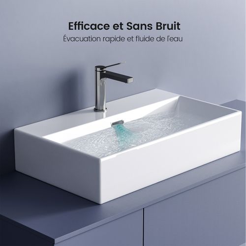Vasque à Poser Rectangulaire 51,5x36x13 Cm Céramique Blanc Brillant Avec Trou Robinet